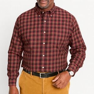 Lands' End Mens XXL Button Down Plaid Flannel Shirt‎ Long Sleeve